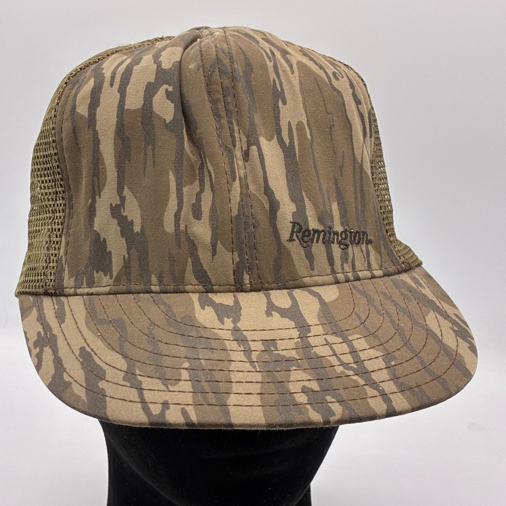 Vintage Remington Mossy Oak Bottomland Camo Mesh Trucker Hat Made USA